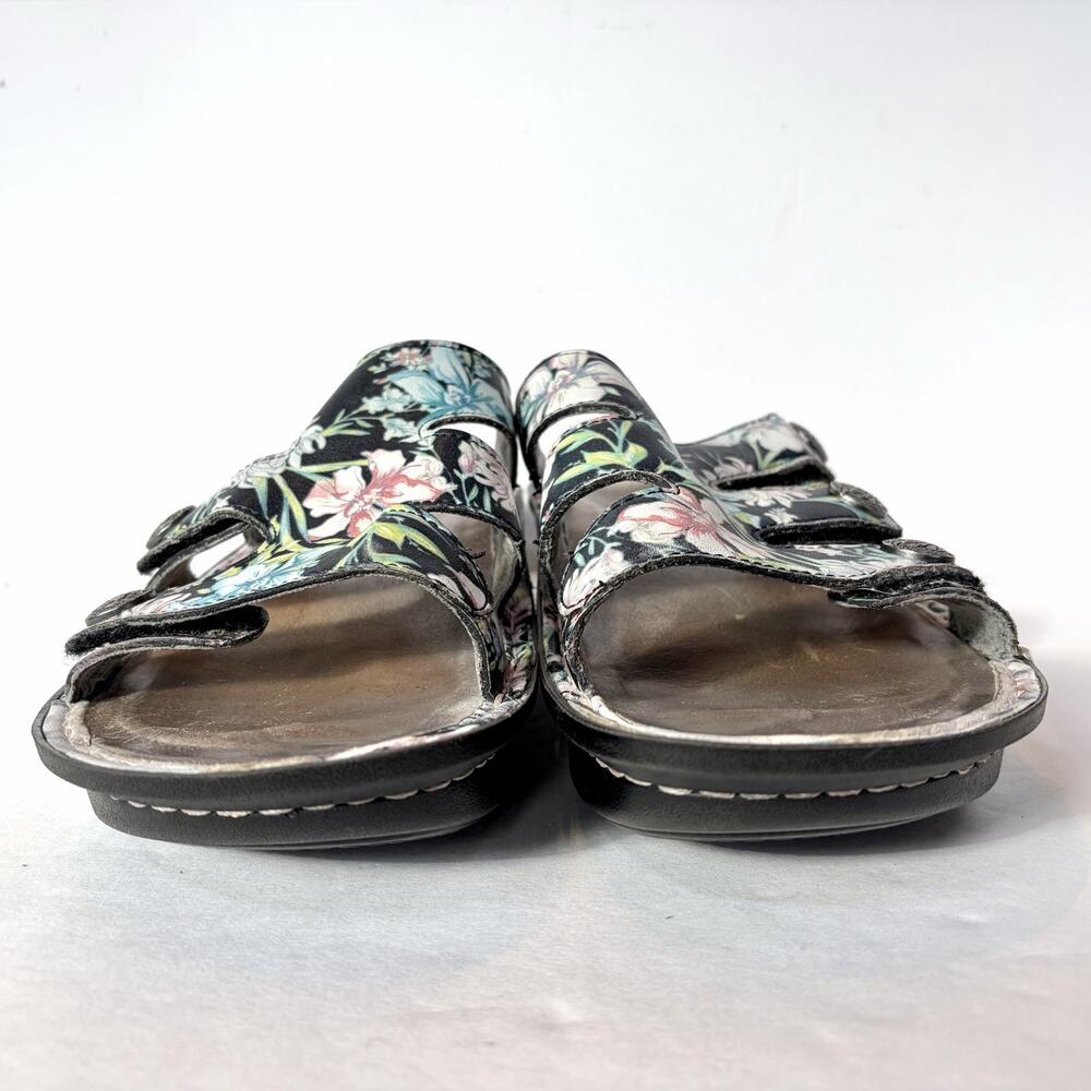 Alegria Leather Adjustable Slide Leather Sandals Dinah Floral Iris EU Size 38 - Picture 5 of 11